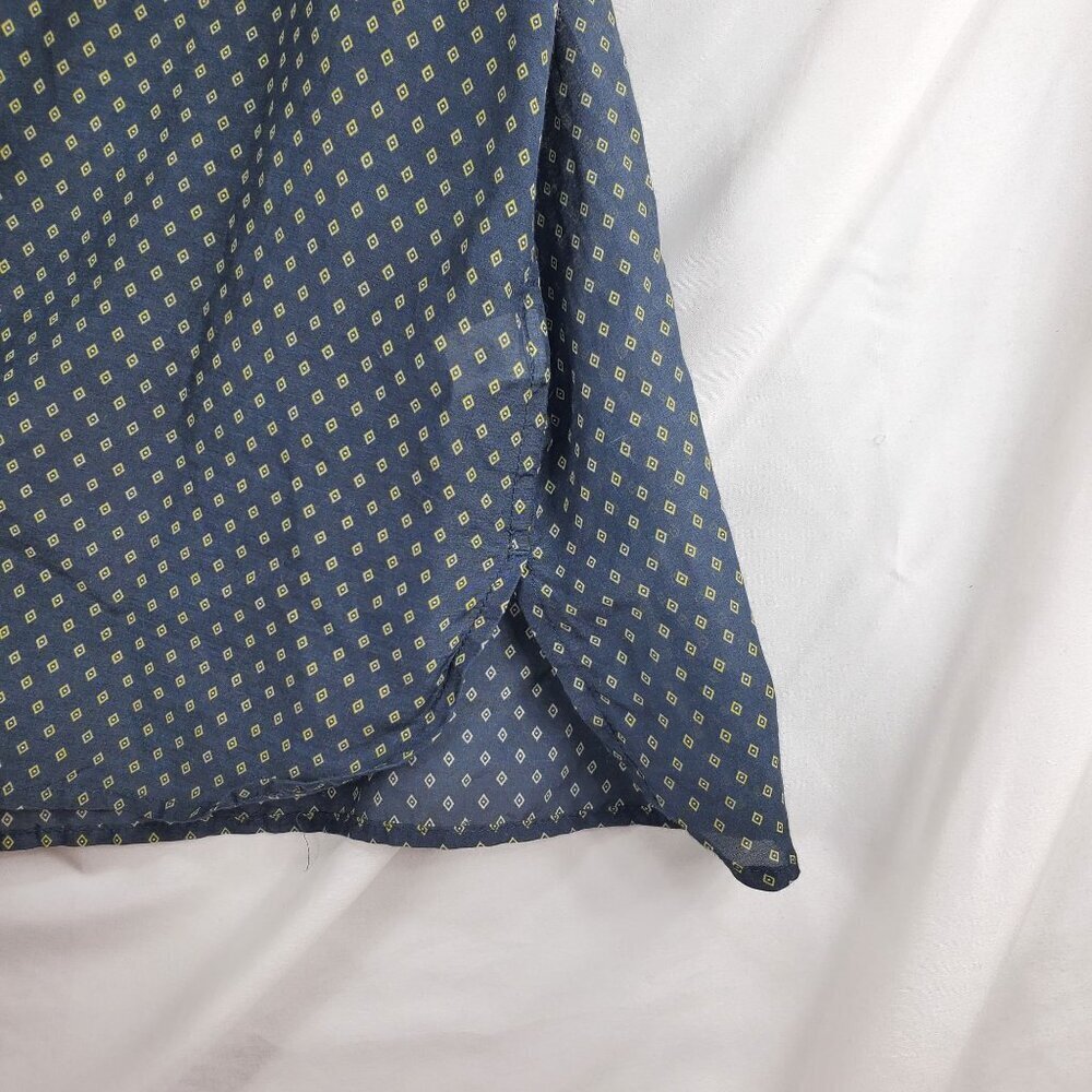 Gap Women's Blue Blouse Top Ikat Sleeveless Cotton Silk Button Size XS - Picture 5 of 10